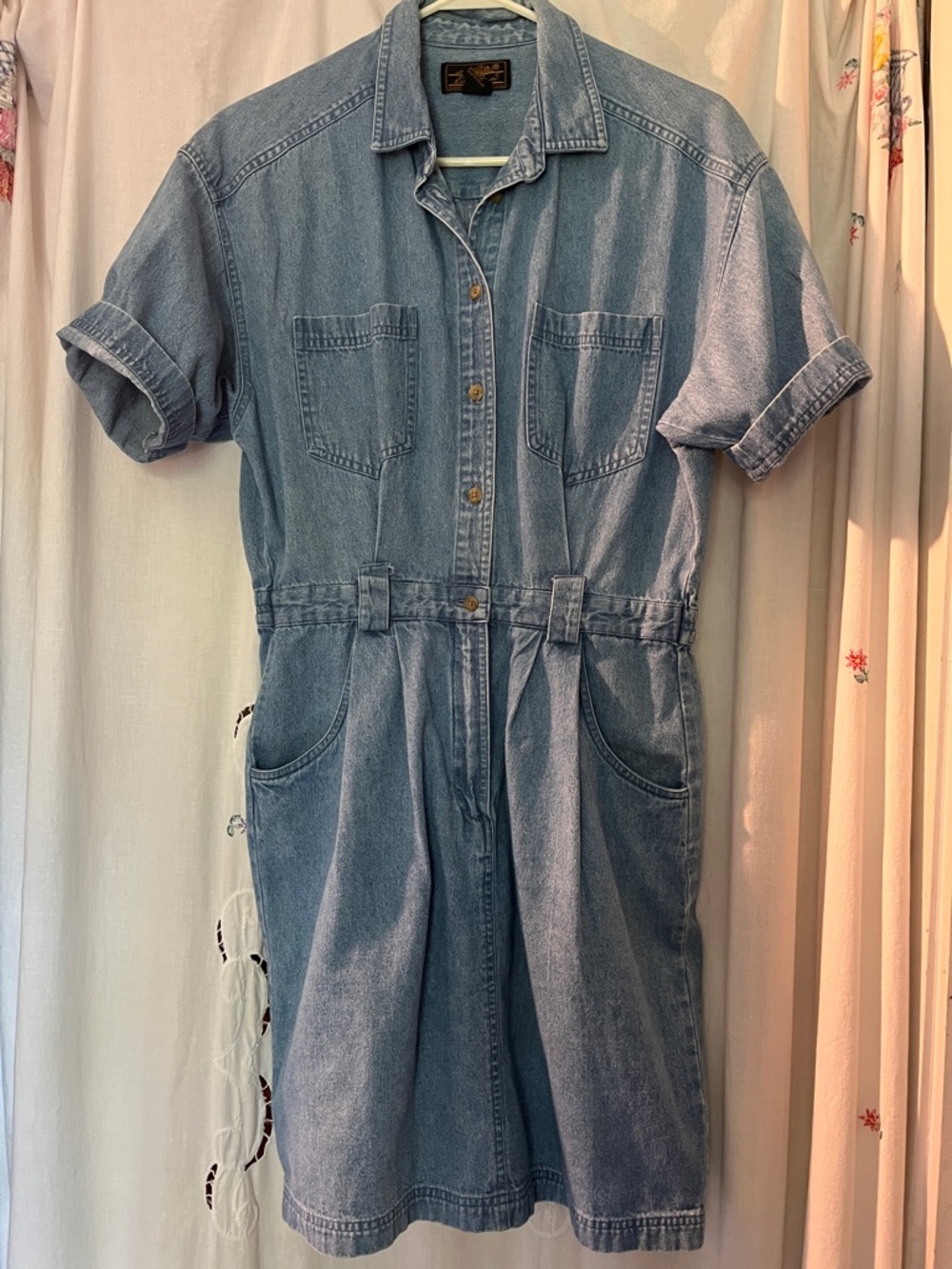 Vintage Eddie Bauer 100% cotton denim dress medium petite
